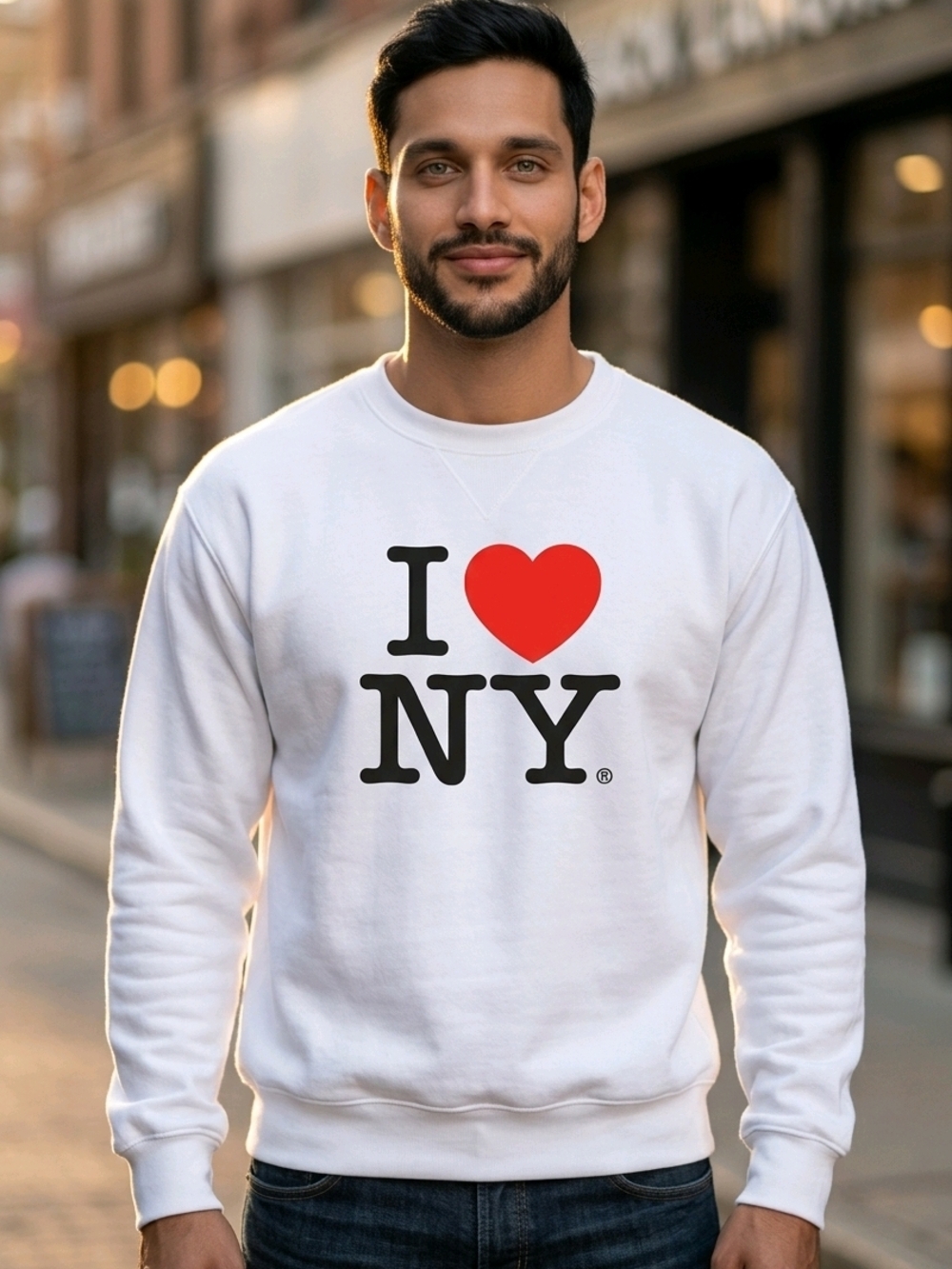 I Heart NY White Crewneck Sweatshirt - Classic Graphic Sweater